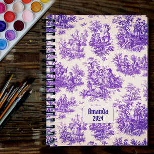 Vintage Purple Floral Toile Monogram Planner