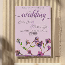 Vintage Purple Floral Watercolor Wedding