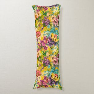 Vintage purple floral yellow pattern body cushion