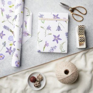 Vintage Purple Flower Floral Green Leaves Boho   Wrapping Paper