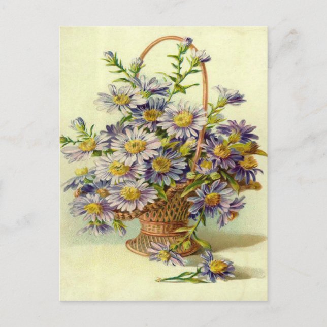 Vintage Purple Flowers Postcard (Front)
