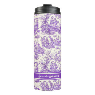 Vintage Purple French Country Toile de Jouy Thermal Tumbler