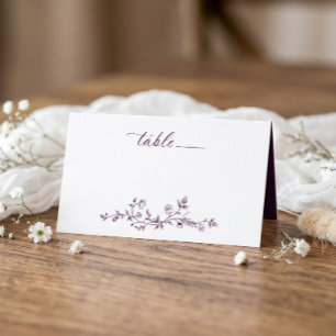 Vintage Purple French Floral Victorian Wedding Place Card