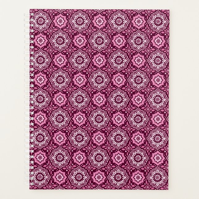 Vintage Purple Geometric Floral Pattern Planner (Front)