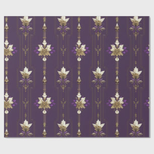 Vintage Purple & Gold Christmas Wrapping Paper