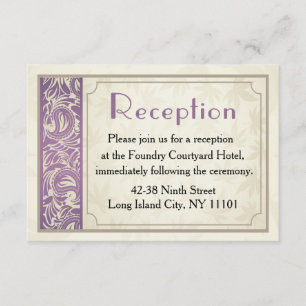 Vintage Purple & Grey Floral Reception Card