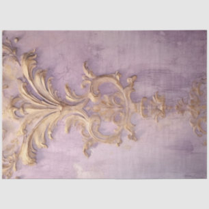 Vintage purple grunge wall gold foil baroque tissue paper