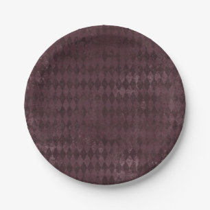 Vintage Purple Harlequin Pattern Paper Plate