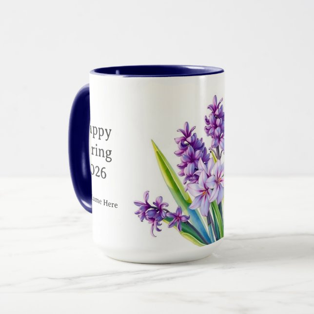 Vintage Purple Hyacinth Floral Spring Art Mug (Front Left)