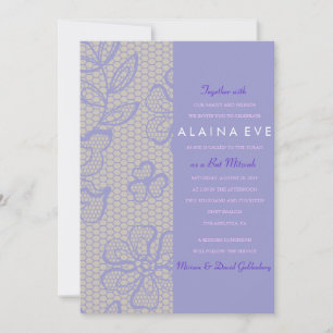 VINTAGE PURPLE LACE Bar Bat Mitzvah Invitation