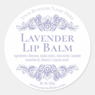 Vintage Purple Lavender Flourish Lip Balm Labels