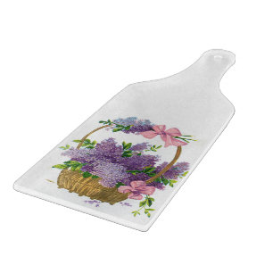 Vintage Purple Lilacs Antique Flower Bouquet Cutting Board