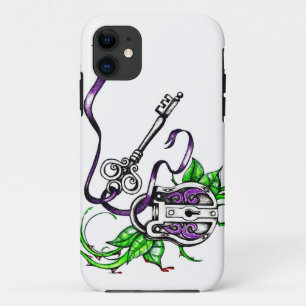 Vintage purple Lock and Key design iPhone 11 Case