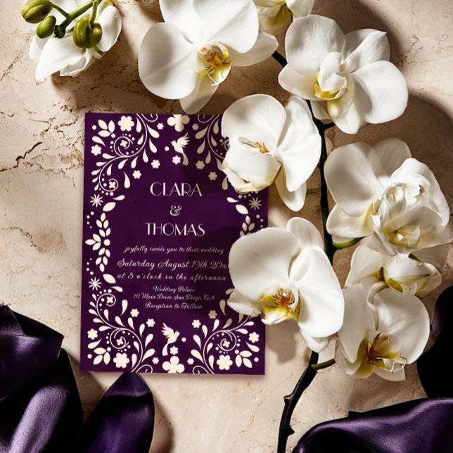 Vintage Purple Mexican Wedding Invitation (Creator Uploaded)