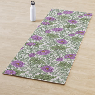 Vintage Purple Moss Green William Morris Floral Yoga Mat