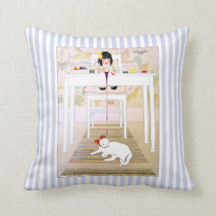 Vintage Purple Oops Cat Pillow