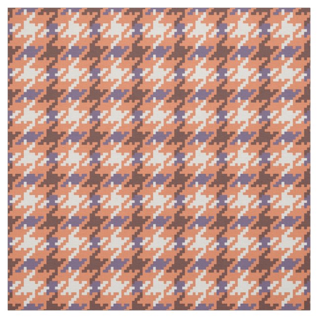 Vintage purple orange houndstooth plaid pattern fabric (Swatch)