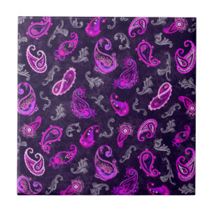 Vintage Purple Paisley Ceramic Tile
