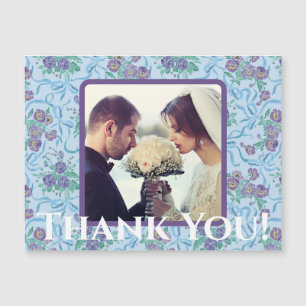 Vintage Purple Pansies Ribbons Light Blue