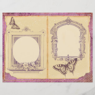 Vintage Purple Passion Floral Journal Page