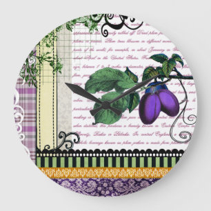 Vintage Purple Plum fruit kitchen clock