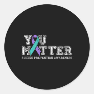 Vintage Purple Ribbon Suicide Prevention Awareness Classic Round Sticker