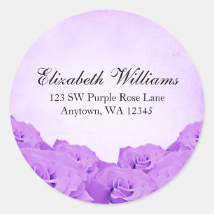 Vintage Purple Rose Address Label Sticker