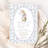 Vintage Purple Rose Bunny Rabbit 1st Birthday Girl