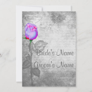 Vintage Purple Rosebud Wedding Invitation