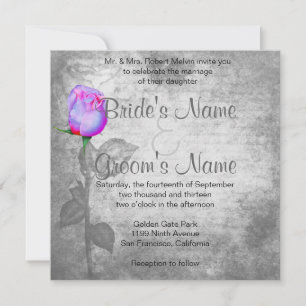 Vintage Purple Rosebud Wedding Invitation