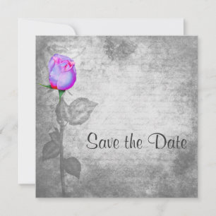 Vintage Purple Rosebud Wedding Save The Date