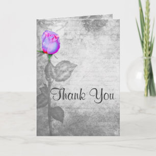 Vintage Purple Rosebud Wedding Thank You Card