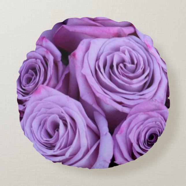 Vintage Purple Roses Round Pillow  (Front)