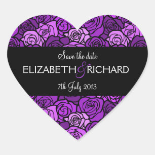 Vintage purple roses 'Save the Date' Sticker