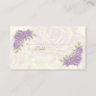 Vintage purple roses wedding escort place card