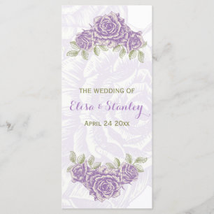 Vintage purple roses wedding program