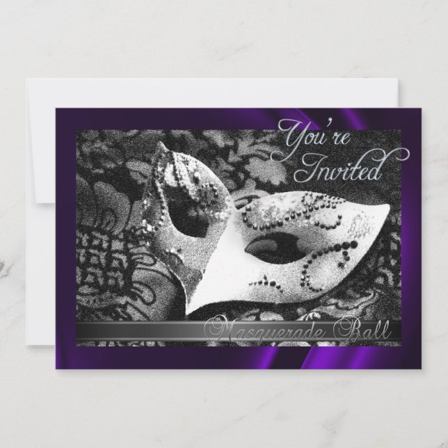 Vintage Purple Silk Masquerade Ball Invitation (Front)