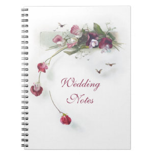 Vintage purple sweet peas notebook
