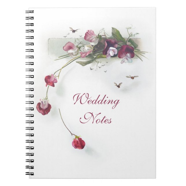 Vintage purple sweet peas notebook (Front)