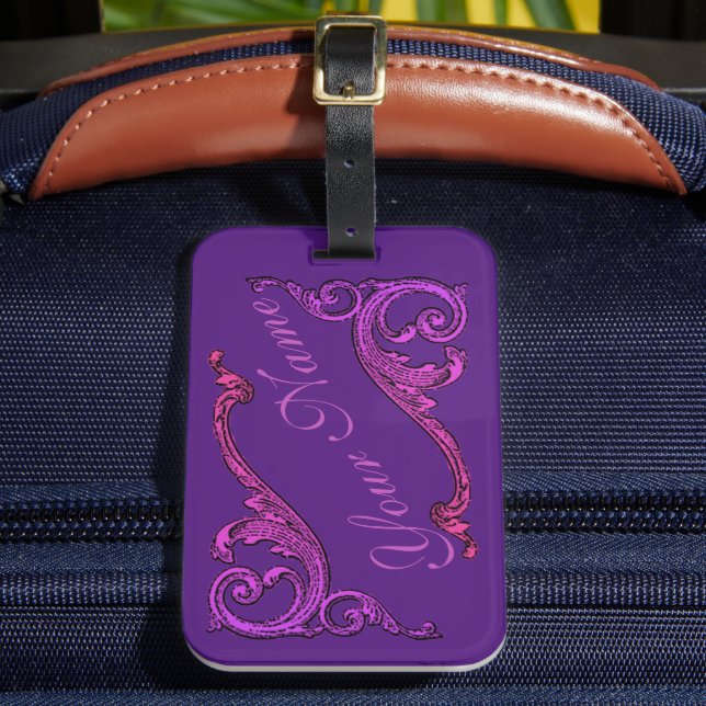 Vintage Purple Victorian   Luggage Tag (Front Insitu 2)