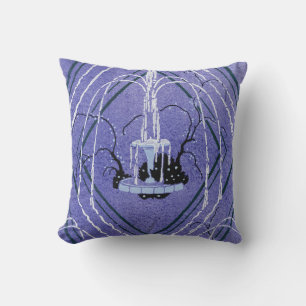 Vintage Purple Water Fountain Art Deco Pattern Cushion
