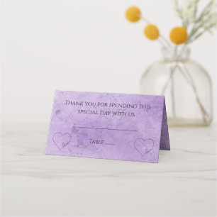 Vintage Purple Wedding Watercolor Grunge Heart Lov Place Card
