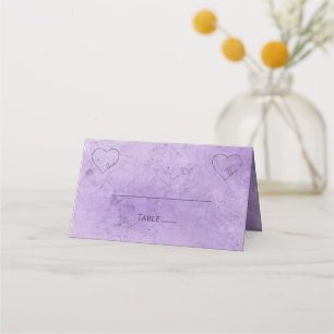 Vintage Purple Wedding Watercolor Grunge Heart Place Card