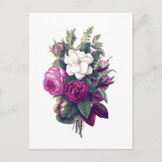 Vintage Purple & White Floral Bouquet Postcard