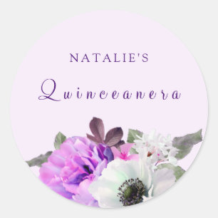 Vintage Purple White Flower Quinceanera Sticker