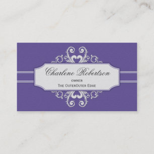 Vintage Purple White Swirls Business Card