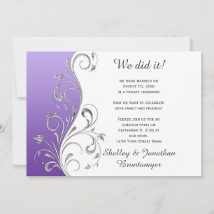 Vintage Purple with Ornate Silver Floral Swirls Invitation