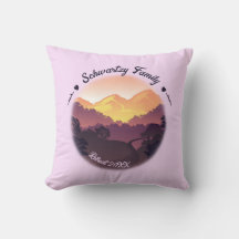 Vintage Purple Yellow Farmhouse Mountain Sunset 