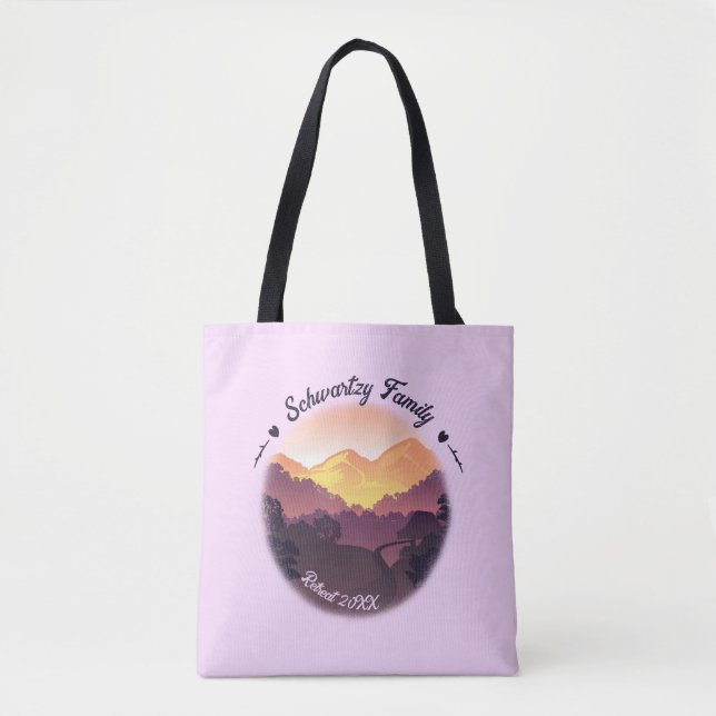 Vintage Purple Yellow Farmhouse Mountain Sunset  Tote Bag (Front)