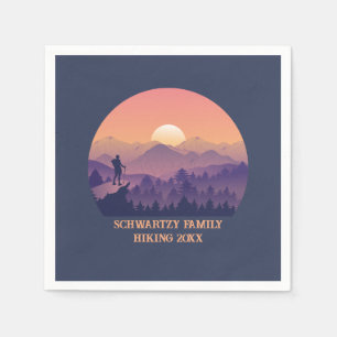 Vintage Purple Yellow Hike Mountain Sunset Napkin